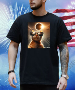 cat taking a selfie with solar 2024 eclipse wearing Glasses Shirt