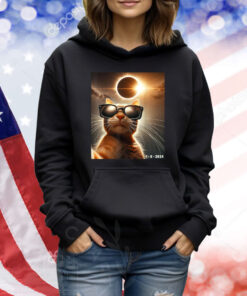 cat taking a selfie with solar 2024 eclipse wearing Glasses TShirts