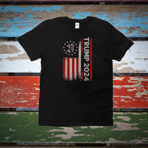 45 47 Trump 2024 American Flag Retro Vintage T-Shirt