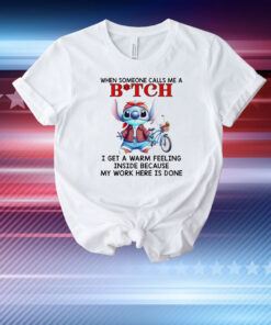 Stitch when someone calls me a bitch i get a warm feeling inside because my work here is done T-Shirt