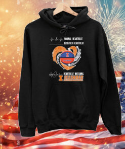 Official Normal Heartbeat Deceased Heartbeat Watching Illinois Fighting Illini Diamond Heart T-Shirt