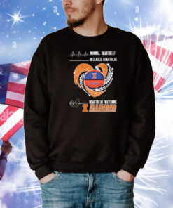 Official Normal Heartbeat Deceased Heartbeat Watching Illinois Fighting Illini Diamond Heart T-Shirt