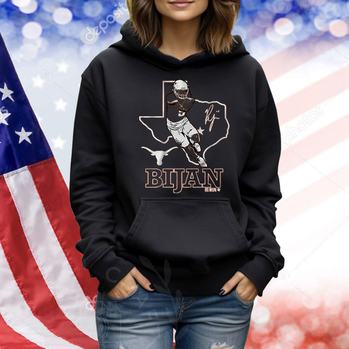Texas Football Bijan Robinson State Outline Shirt